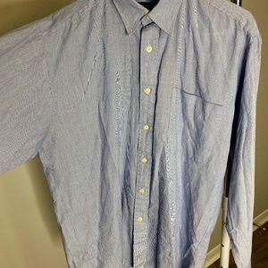 Long Sleeve| Button Down| Stripe Pattern| Size Medium| Blue
